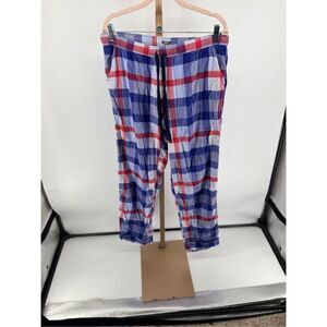 Aerie Plaid Pajama Pants Long Tall Size L Blue Red Plaid